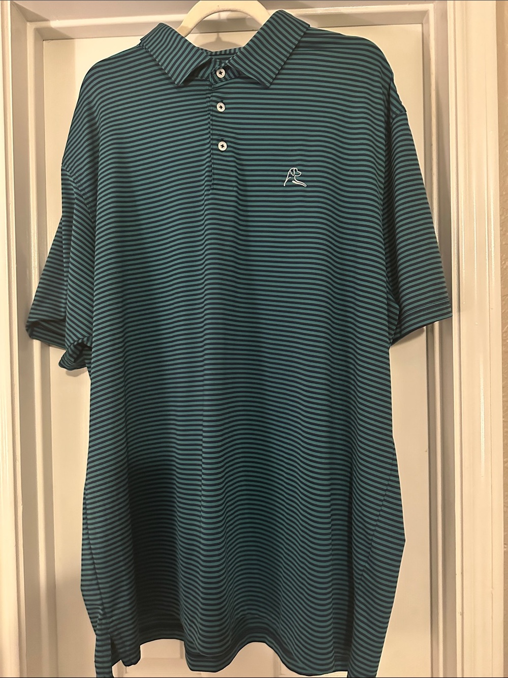 Rhoback Men's Green & Navy Striped Polo Shirt